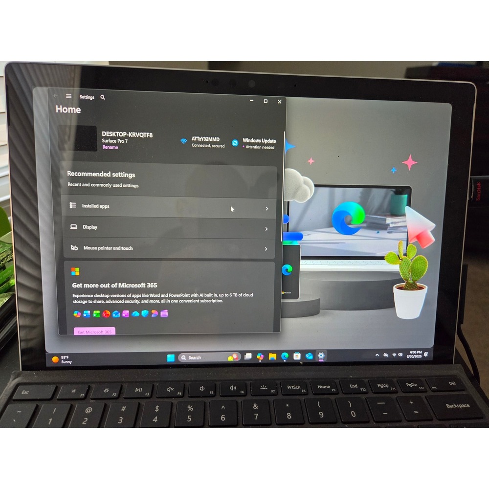 Surface Pro 7 Tablet Laptop 4Gb ram 12.3" Windows 11 Touchscreen 119Gb storage